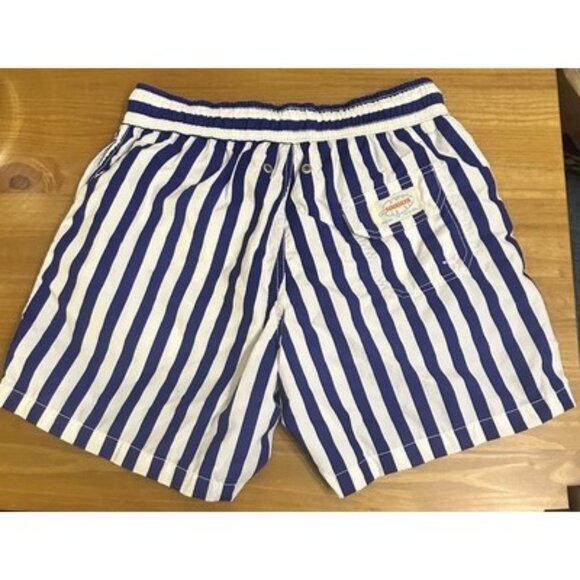 Soobaya Men’s Blue &White Striped Swim Shorts Trunks Size Medium - Picture 4 of 8